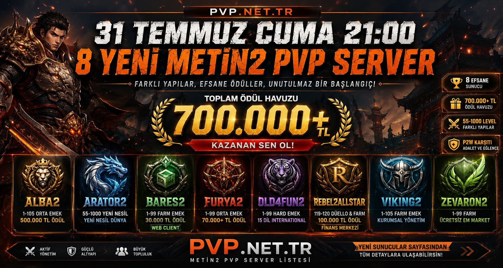 Yeni Açılacak Metin2 Pvp Serverler 31 Temmuz 2026
