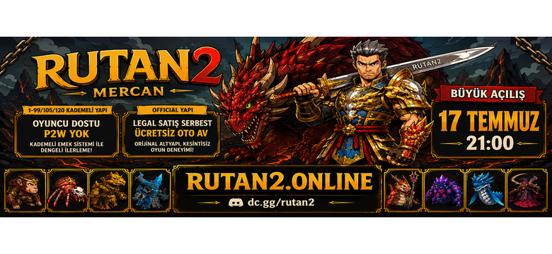 Rutan2 Mercan – TR/Global Topluluklu Legal Satış Serbest Beta Map Haritalı Multi Farm Engelli Metin2