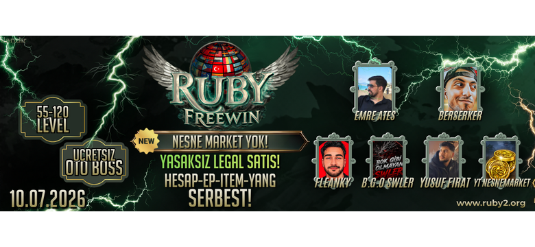 Ruby2 – 55-120 FreeWin Farm Server Nesne Marketsiz Global Metin2 PvP Server