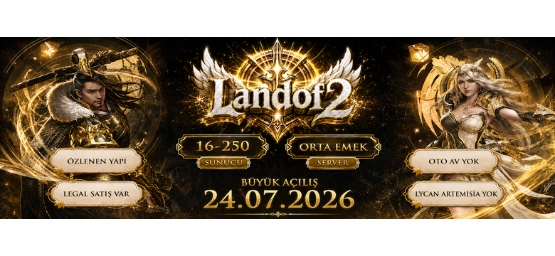Landof2 – 16-250 Eski Saltanat Türkiye'de İlk 3 Krallık Ortak Haritalı CoreGuard ML Korumalı Metin2